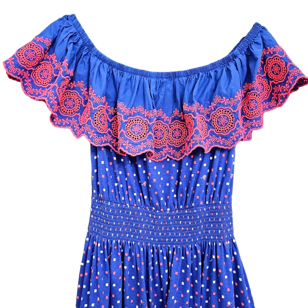 Nwot Lilly Pulitzer Kalama Off the Shoulder Blue Borealis Squared Dress - Picture 9 of 16